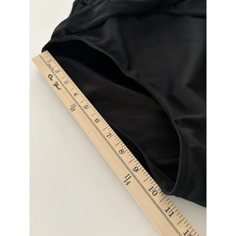 Miraclesuit One Piece Wrap Swimsuit Size 18 Black Ruching Slimming 6502910
